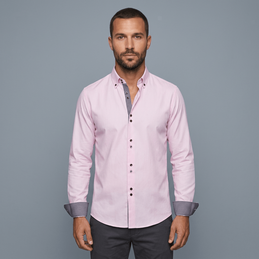 Maqiato | Men's Slim Fit Contrast Trim Button Down Shirt