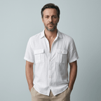 Maqiato | Men's Relaxed Linen Blend Camp Collar Shirt