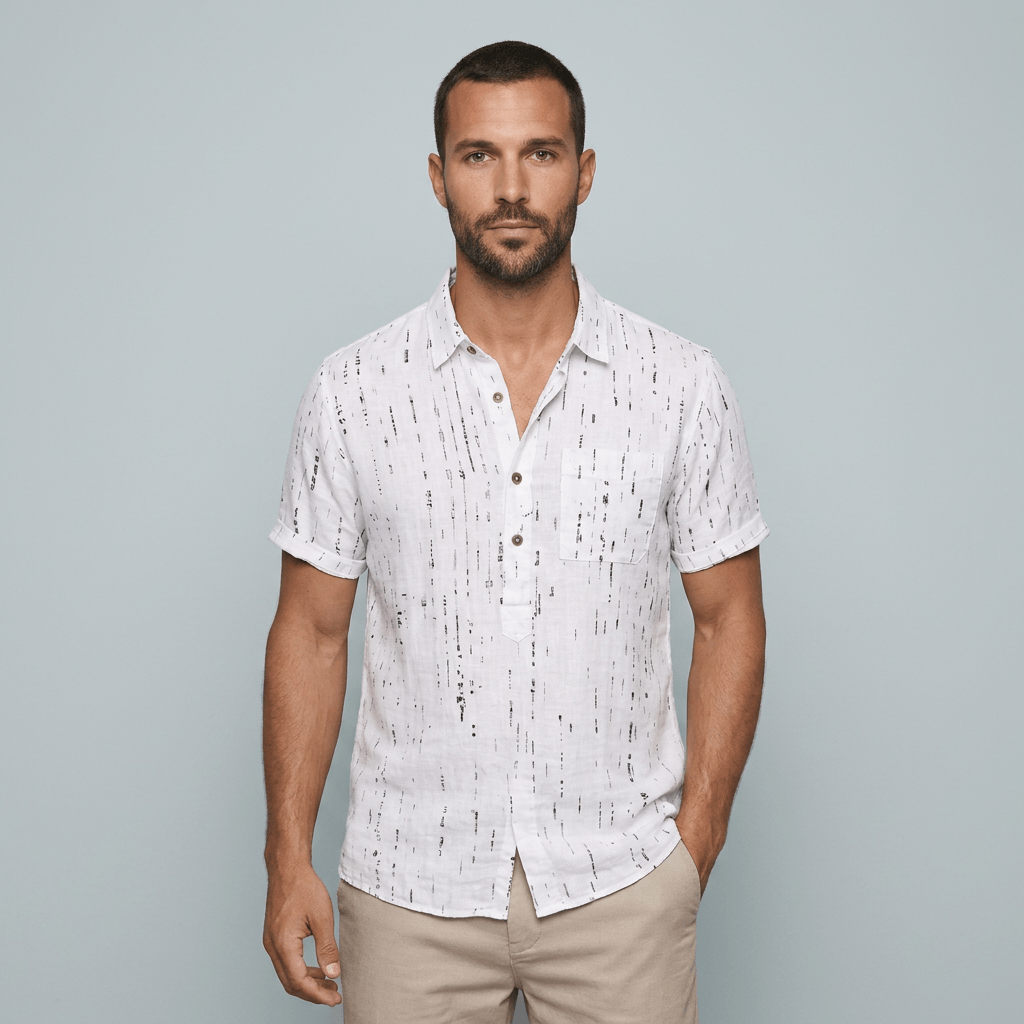 Maqiato | Men's Regular Fit Printed Henley Shirt