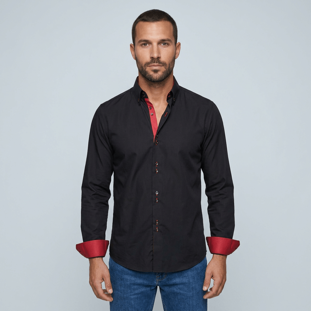 Maqiato | Men's Slim Fit Contrast Trim Button Down Shirt