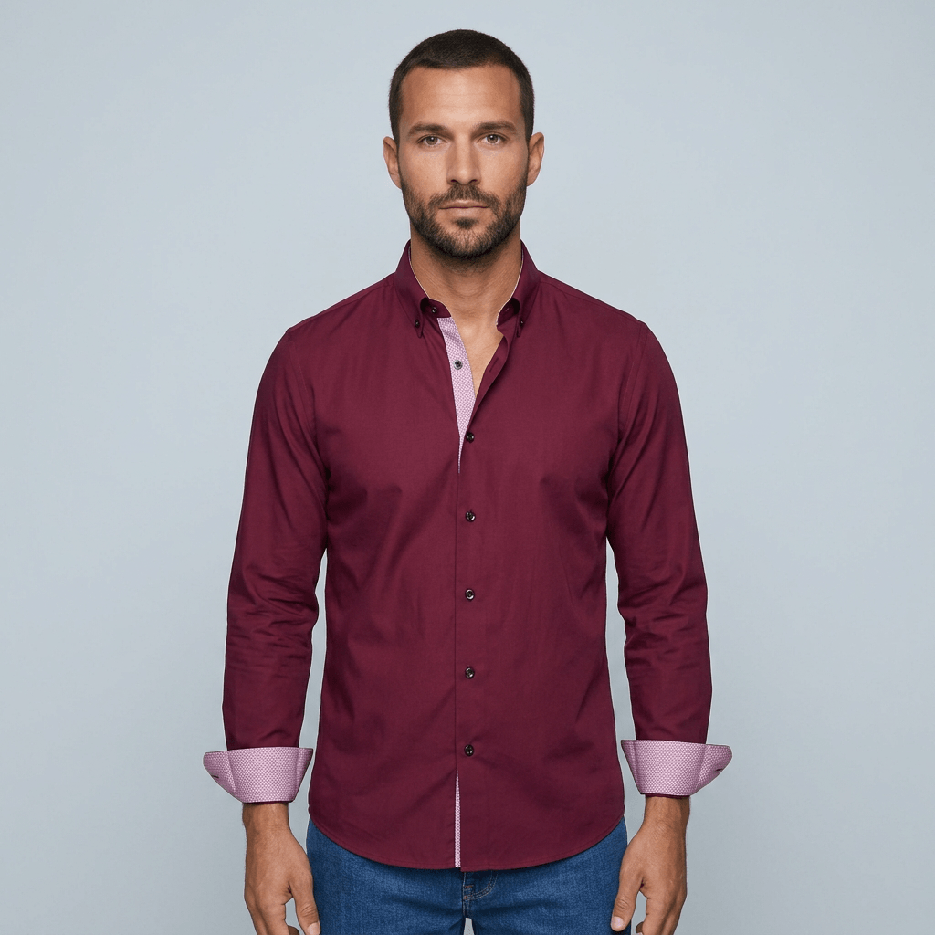 Maqiato | Men's Slim Fit Contrast Trim Button Down Shirt