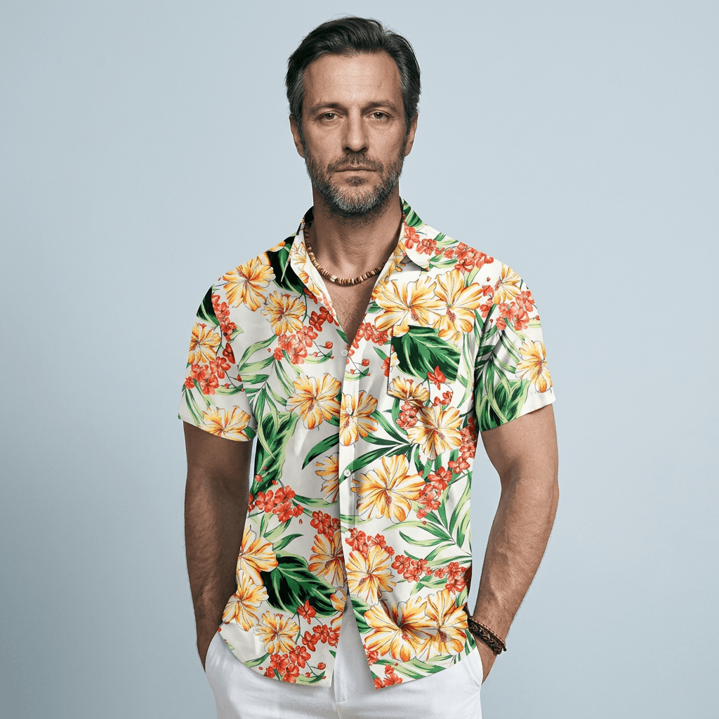 Maqiato | Men's Short Sleeve Tropical Floral Shirt