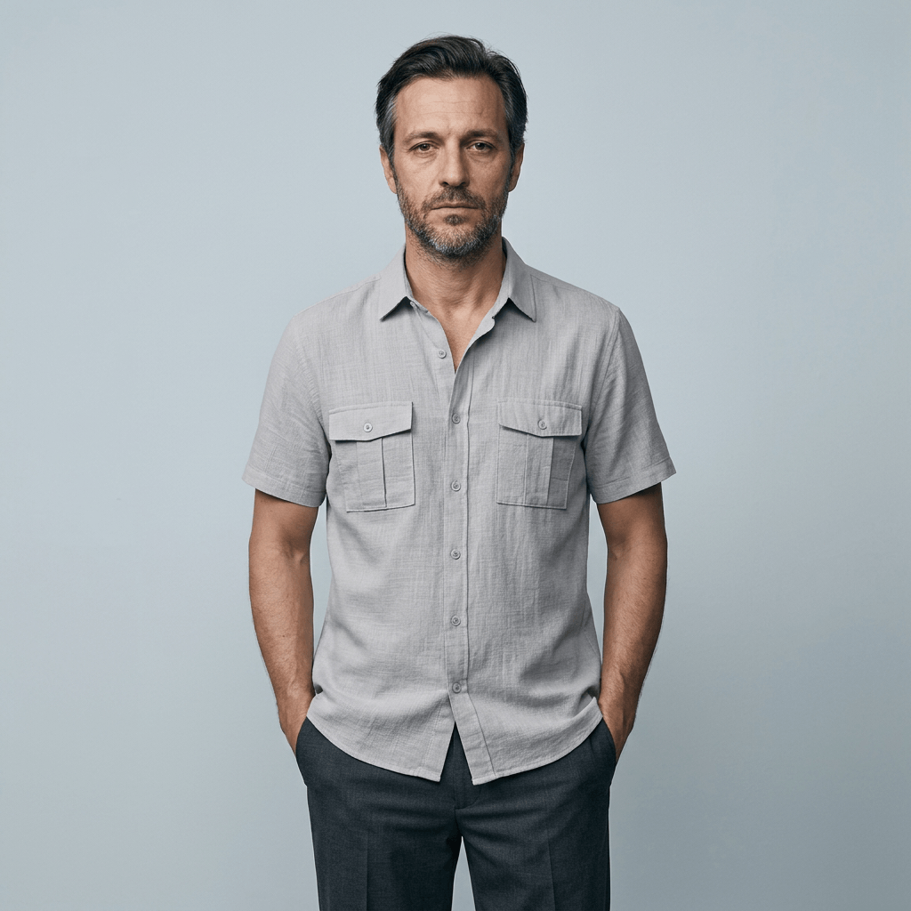 Maqiato | Men's Relaxed Linen Blend Camp Collar Shirt