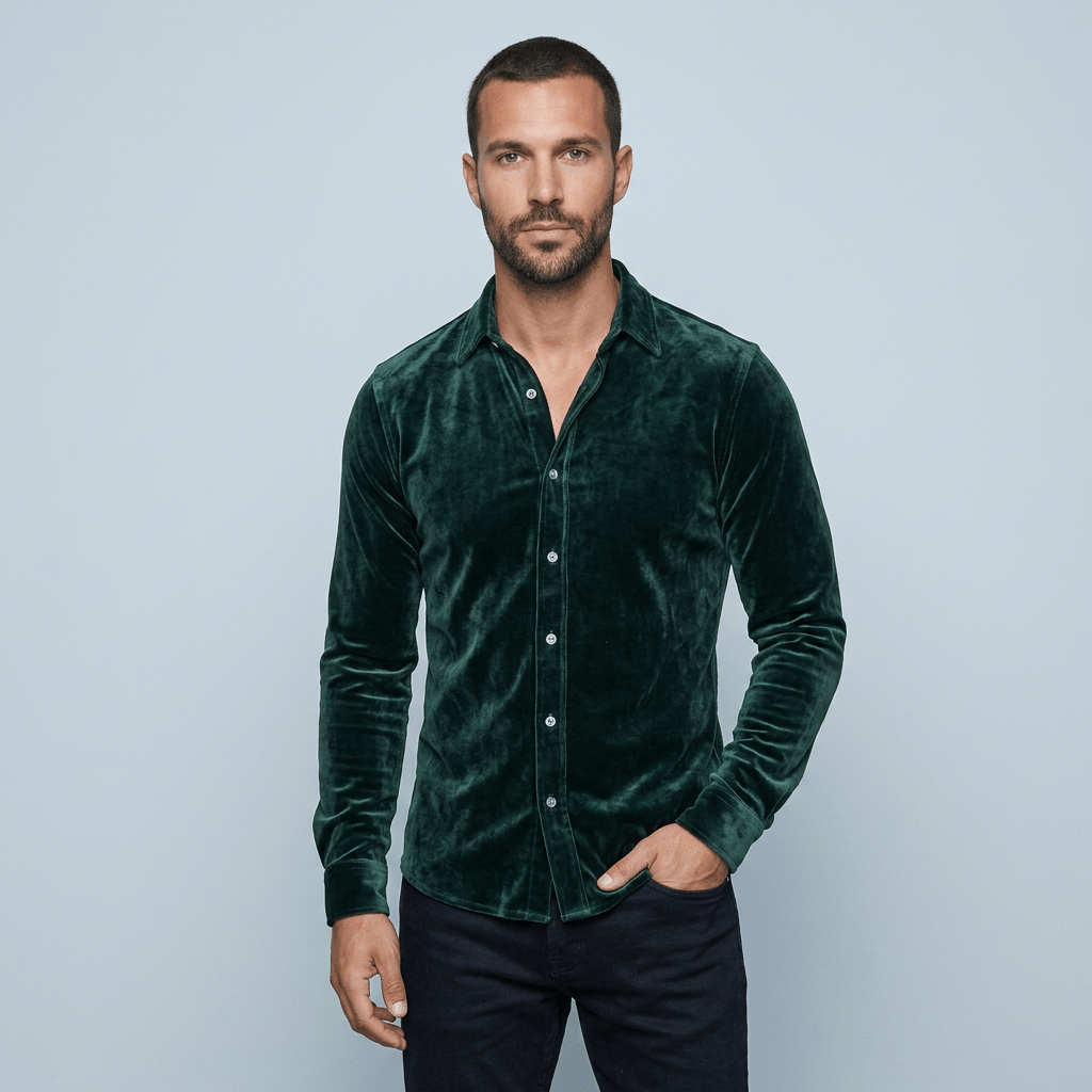 Maqiato | Men's Slim Fit Velvet Shirt