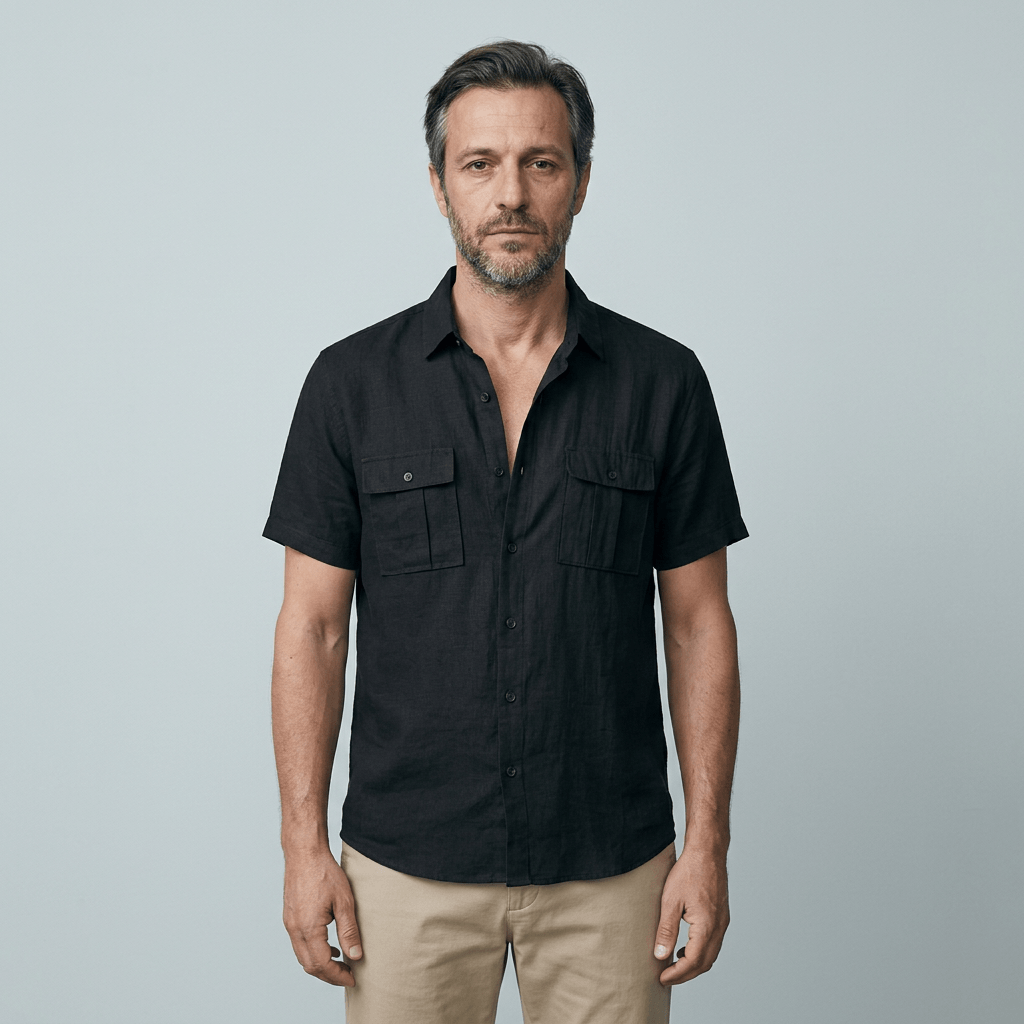 Maqiato | Men's Relaxed Linen Blend Camp Collar Shirt
