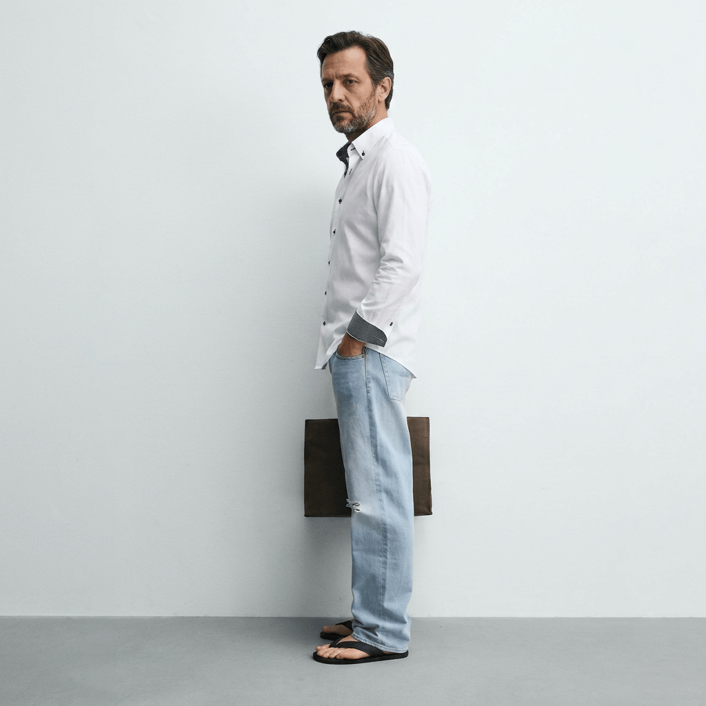 Maqiato | Men's Slim Fit Contrast Trim Button Down Shirt