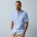 Maqiato | Men's Relaxed Linen Mandarin Collar Shirt