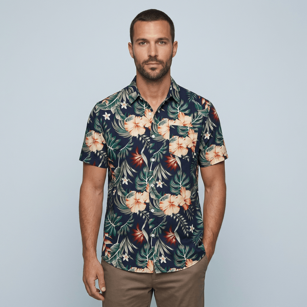 Maqiato | Men's Short Sleeve Tropical Floral Shirt