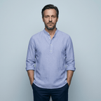 Maqiato | Men's Relaxed Striped Stand Collar Shirt