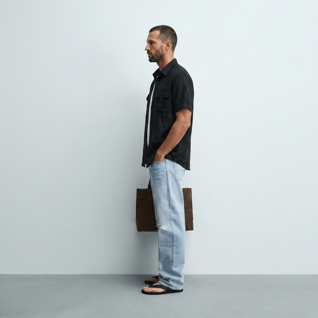 Maqiato | Men's Relaxed Linen Blend Camp Collar Shirt