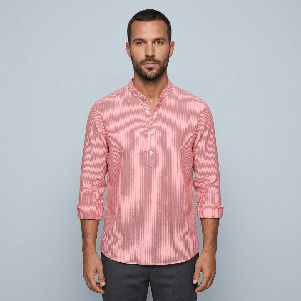 Maqiato | Men's Relaxed Striped Stand Collar Shirt
