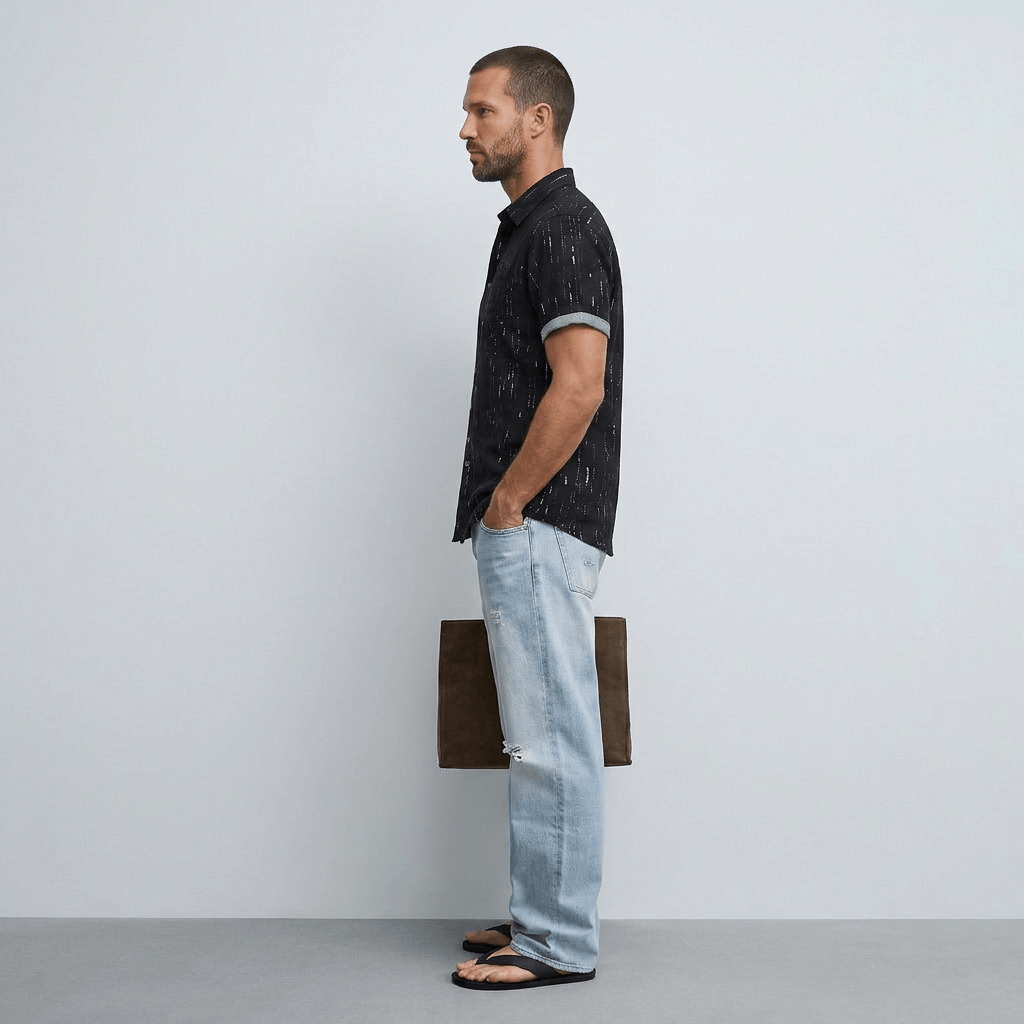 Maqiato | Men's Regular Fit Printed Henley Shirt