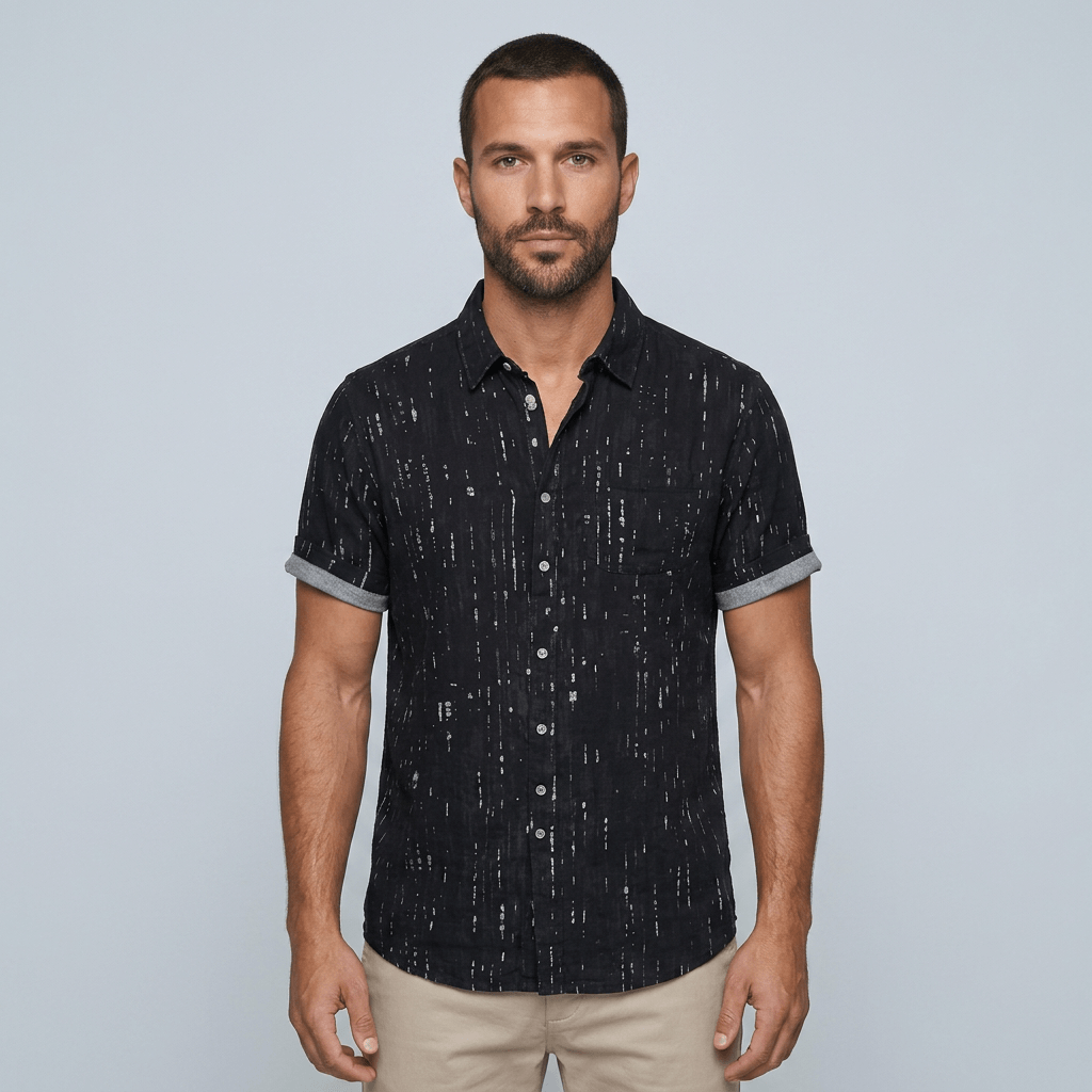 Maqiato | Men's Regular Fit Printed Henley Shirt
