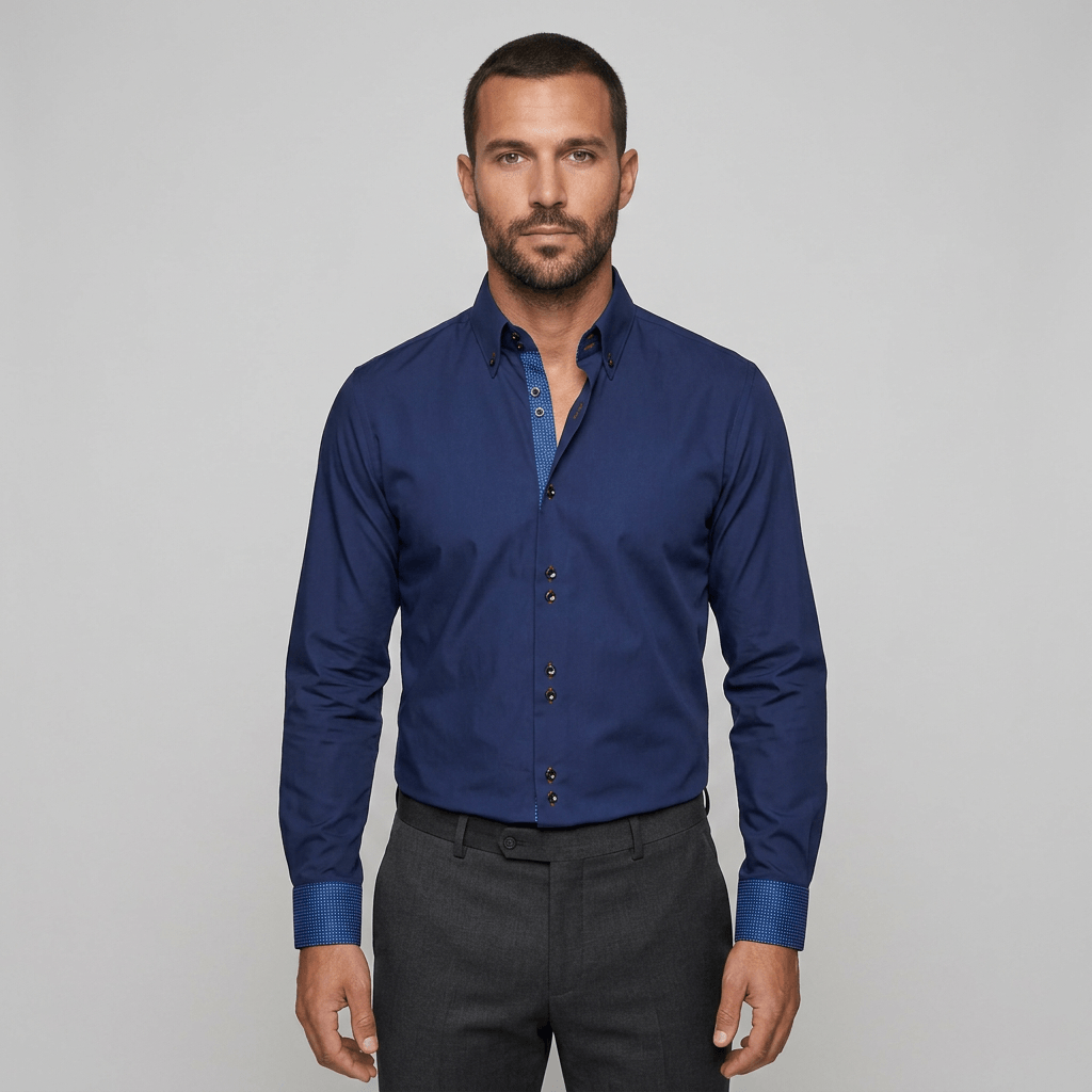 Maqiato | Men's Slim Fit Contrast Trim Button Down Shirt