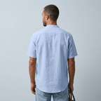 Maqiato | Men's Relaxed Linen Mandarin Collar Shirt