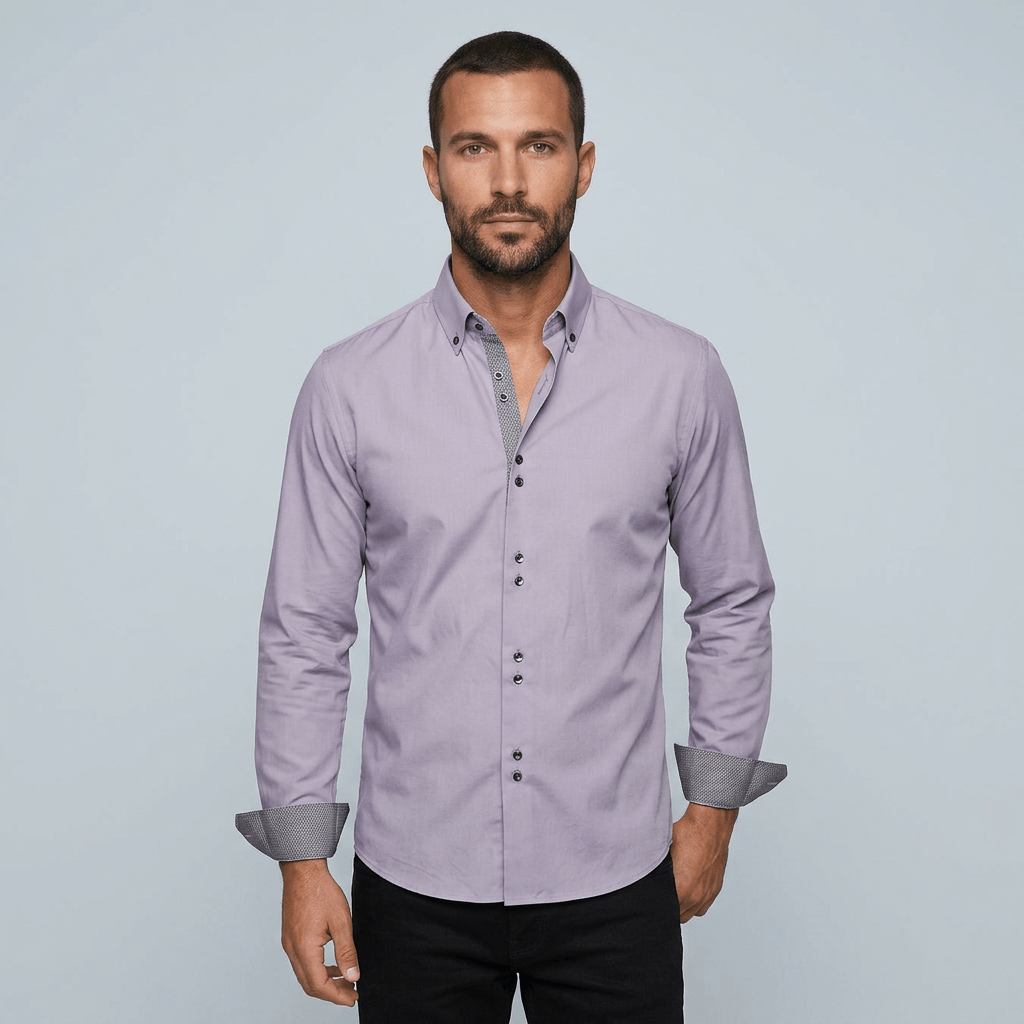 Maqiato | Men's Slim Fit Contrast Trim Button Down Shirt