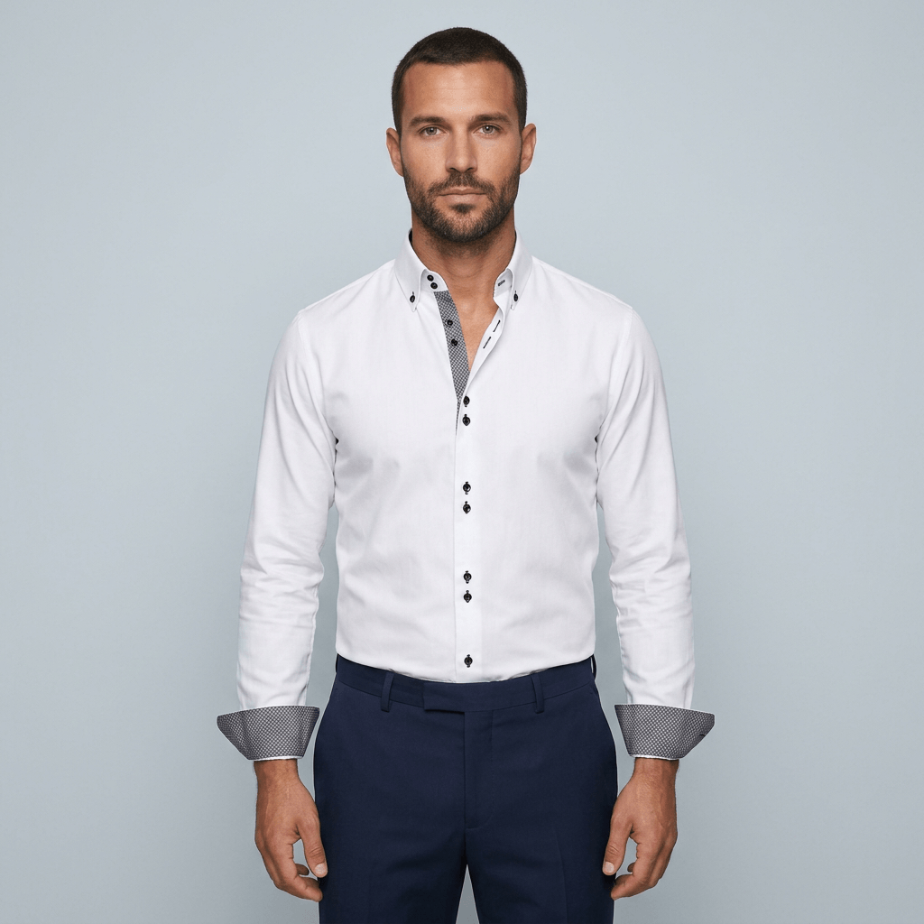 Maqiato | Men's Slim Fit Contrast Trim Button Down Shirt