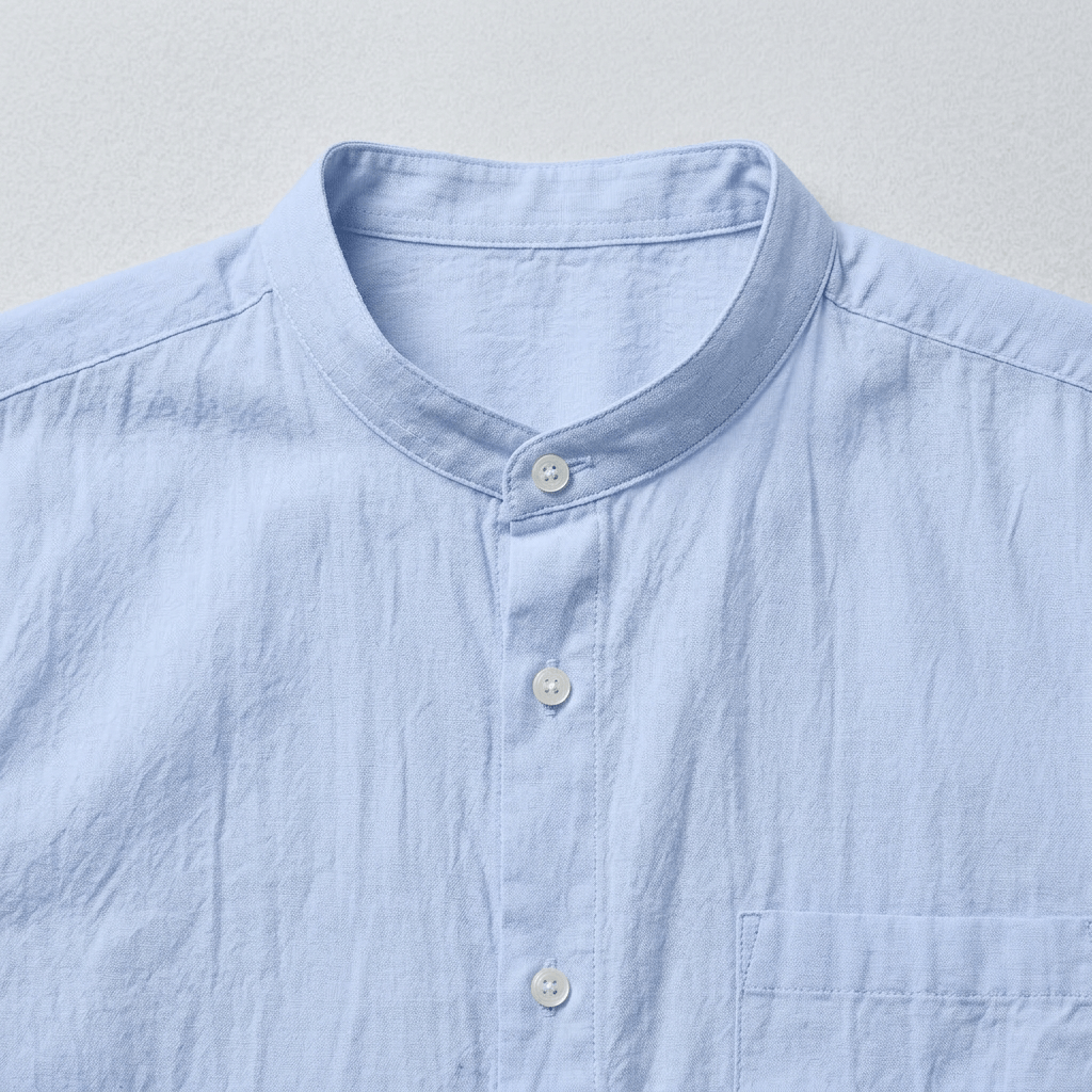 Maqiato | Men's Relaxed Linen Mandarin Collar Shirt