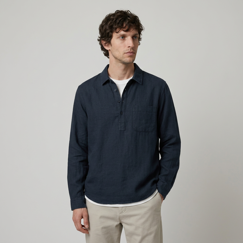 Maqiato | Men's Relaxed Linen-Blend Popover Shirt