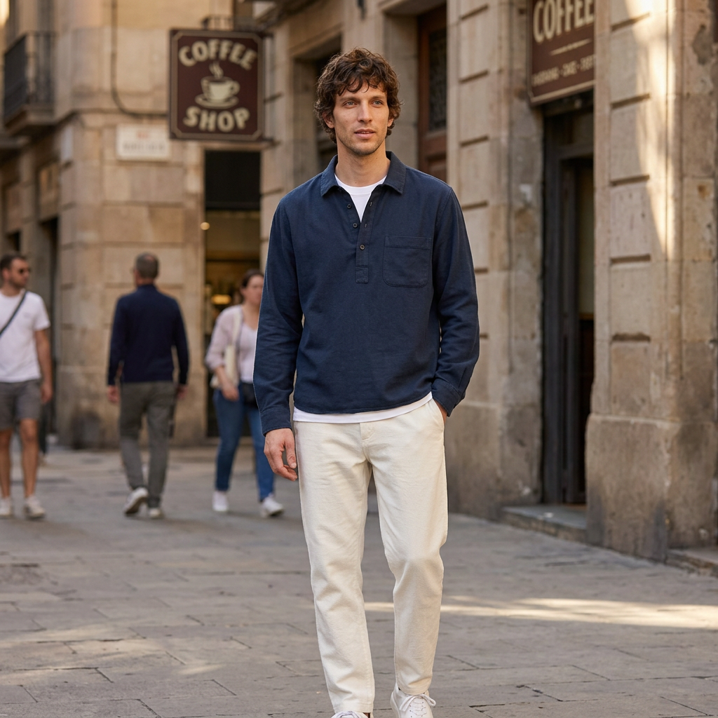 Maqiato | Men's Relaxed Linen-Blend Popover Shirt