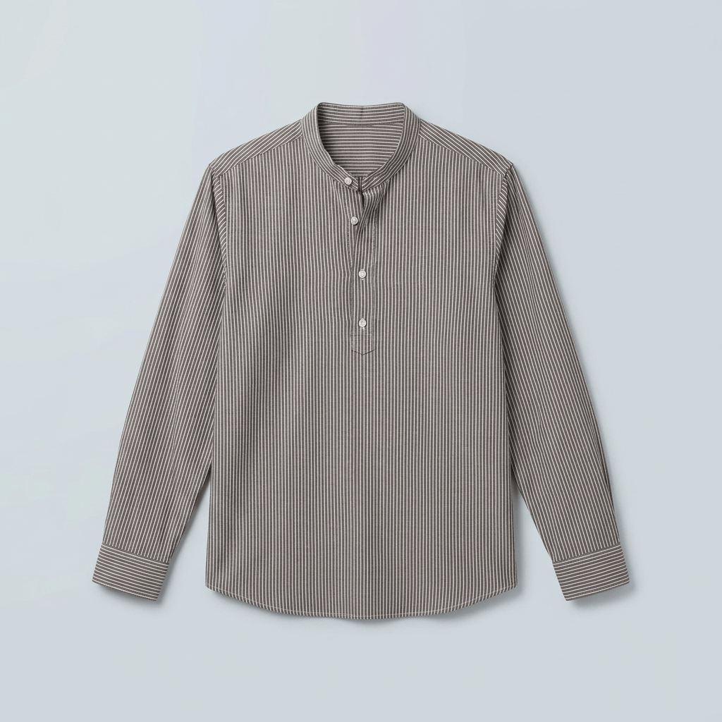 Maqiato | Men's Relaxed Striped Stand Collar Shirt