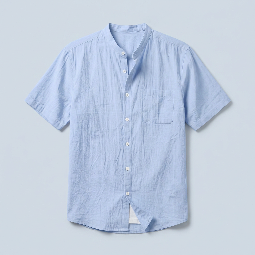 Maqiato | Men's Relaxed Linen Mandarin Collar Shirt
