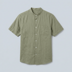 Maqiato | Men's Relaxed Linen Mandarin Collar Shirt