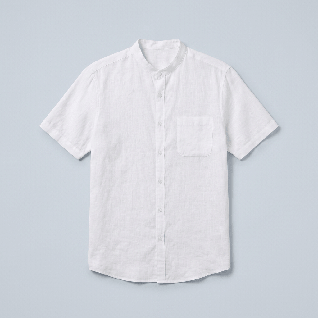 Maqiato | Men's Relaxed Linen Mandarin Collar Shirt