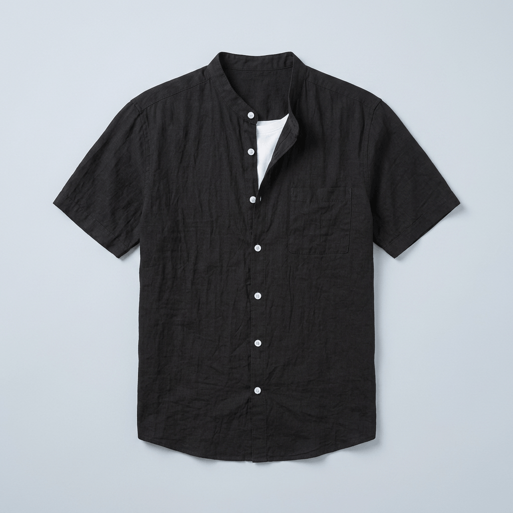 Maqiato | Men's Relaxed Linen Mandarin Collar Shirt